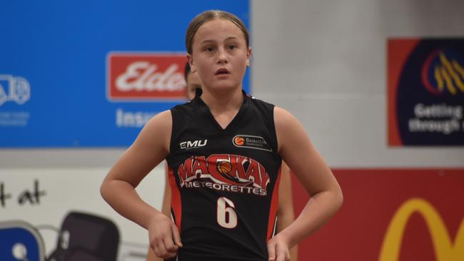 Maggie Thornburn at the U14 State Championships division one semi final between Mackay Meteorettes and Southern Districts Spartans in Mackay, July 9, 2021. Picture: Matthew Forrest