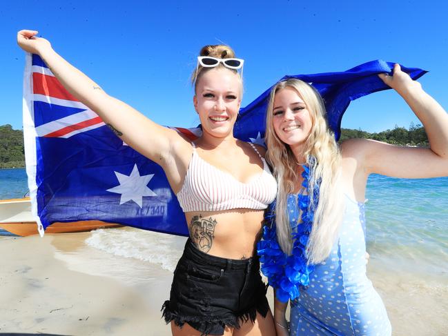 Gold Coast girls Jorja Hibberd and Chloe Togan at Tallebudgera Creek. Photo: Scott Powick