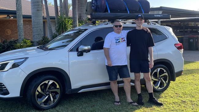 Mackay dad Bill Cameron and his son Jay are travelling across Australia because Jay has incurable brain cancer and wants to see the sights as part of his bucket list. Picture: Contributed