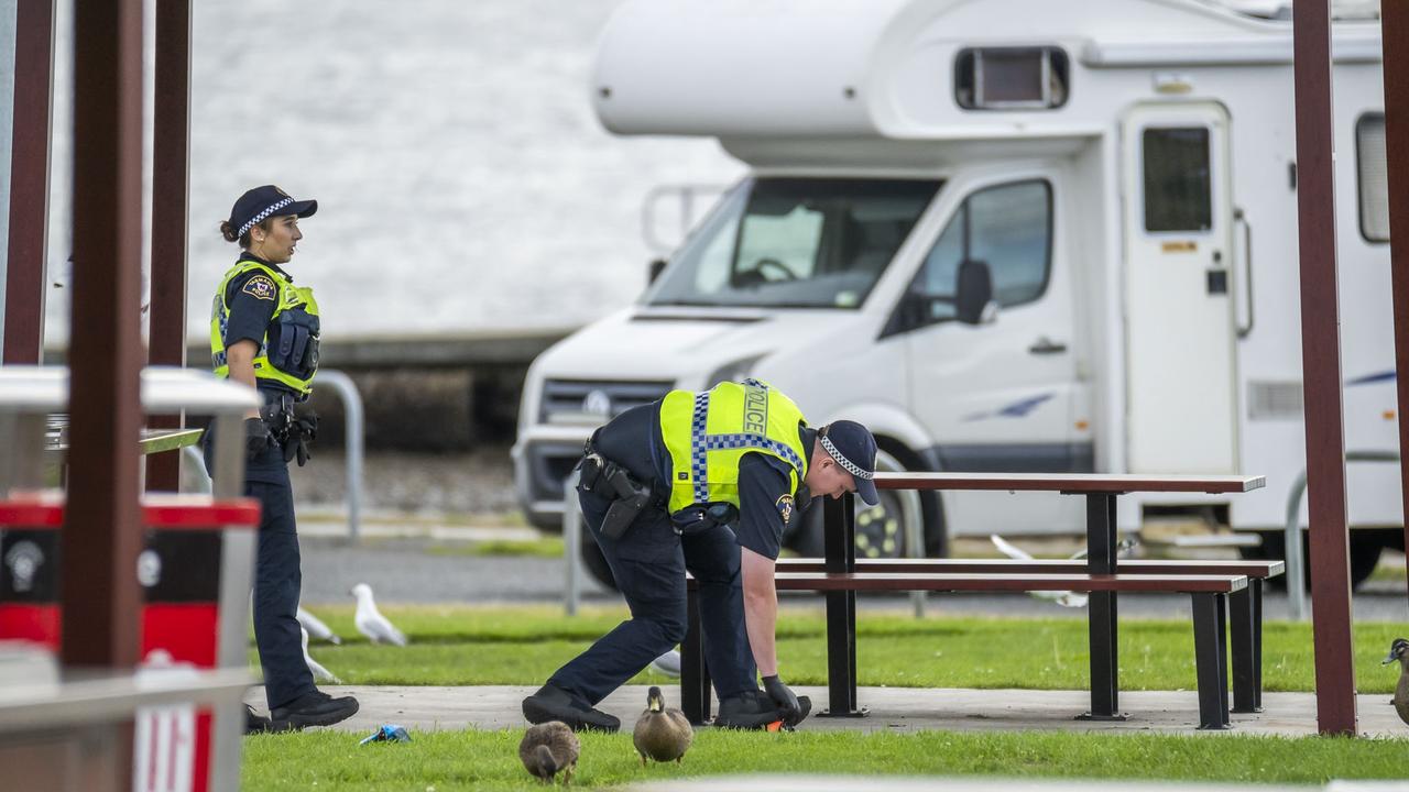 Suspicious death on Montrose Foreshore. Picture: Caroline Tan