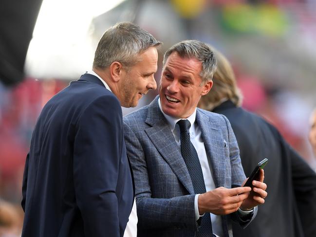 Dietmar Hamann with former Liverpool star, now TV pundit Jamie Carragher.