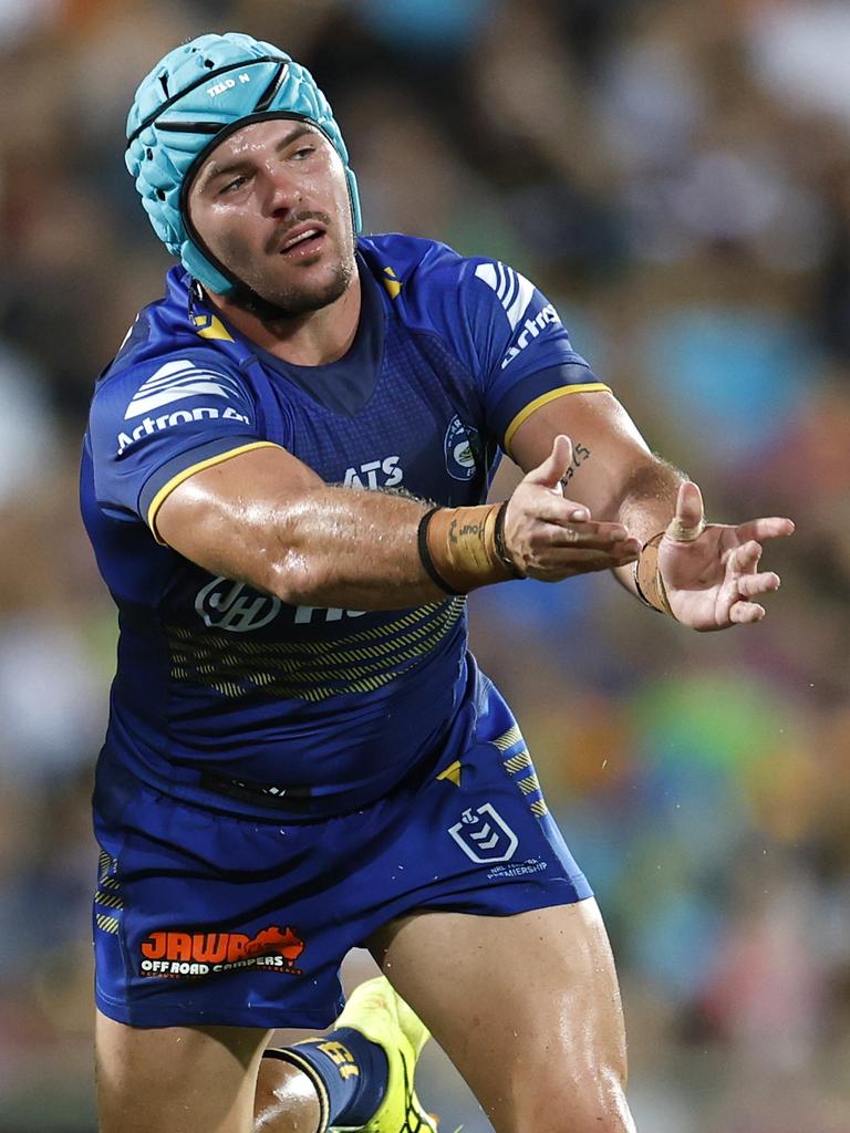 Ryley Smith in his blue headgear. Picture: Darrian Traynor/Getty Images