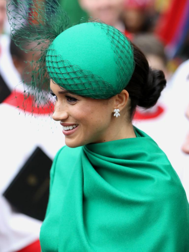 Meghan accessorised with diamond earrings. Picture: Chris Jackson/Getty Images