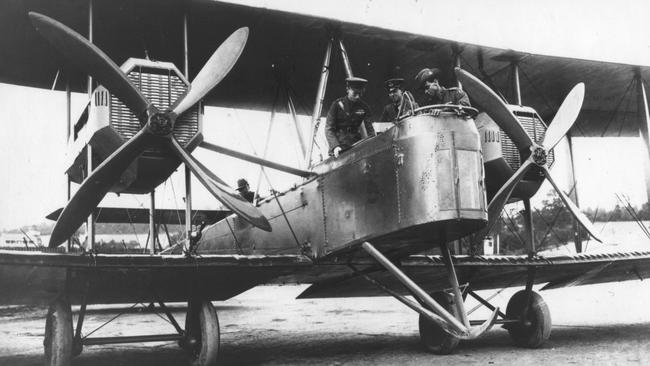 The Vickers Vimy bomber.In 1919, the Smith brothers (Ross and Keith), along with mechanics Jim Bennett and Wally Shiers, became the first Australians to fly from England to Australia in a 10,000 pound competition by the Australian Government. Picture: South Australian Aviation Museum.