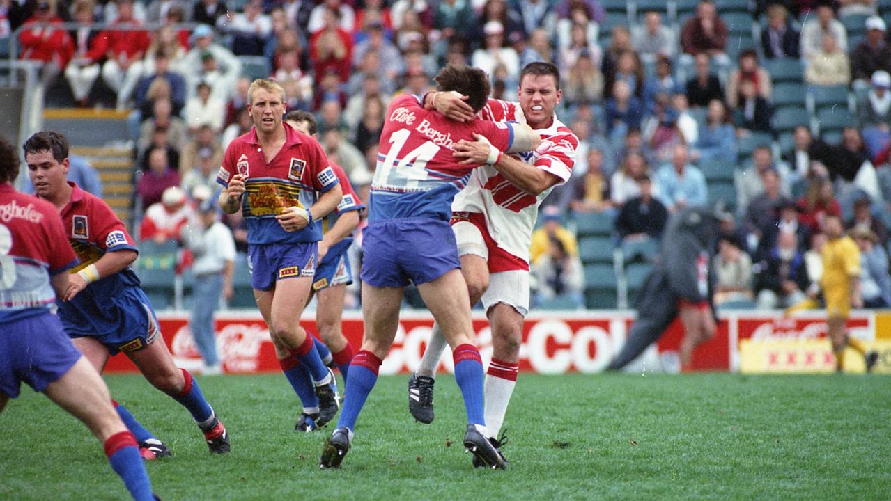 Action from the Queensland Cup rugby league grand final between Toowoomba Clydesdales and Redcliffe Dolphins at Suncorp Stadium, Saturday, August 31, 1996. Pictures: Tony Martin