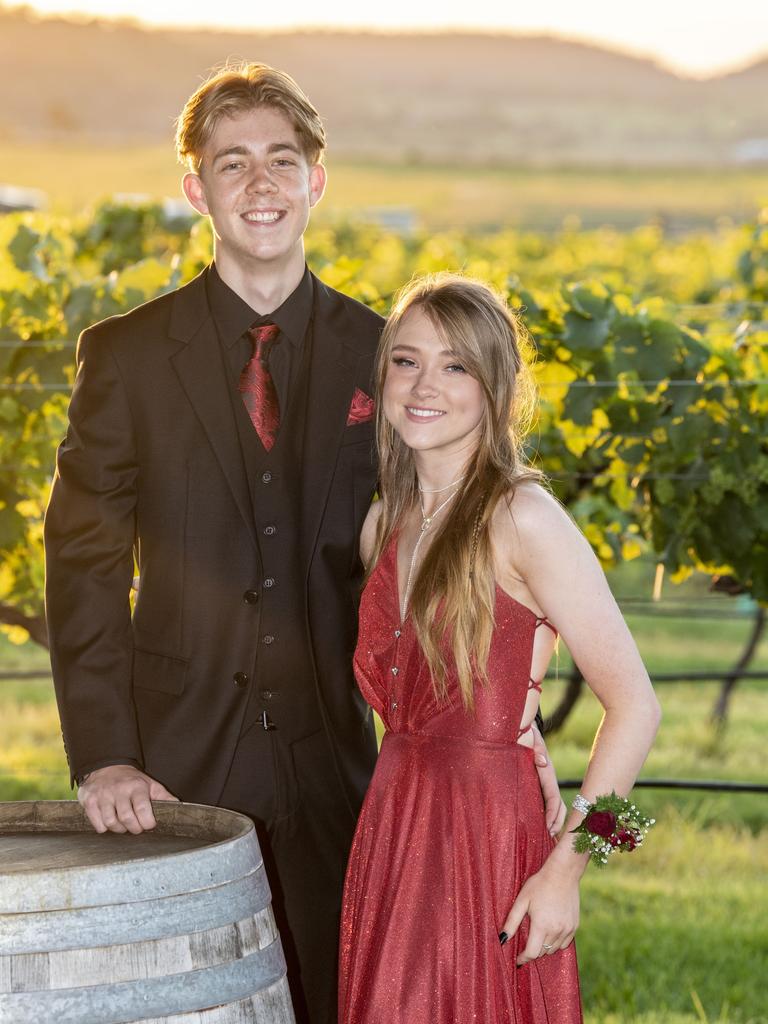 Quayd Harrison partnered Danielle Pile. Mary MacKillop Catholic College formal at Rosalie House. Thursday, November 18, 2021. Picture: Nev Madsen.