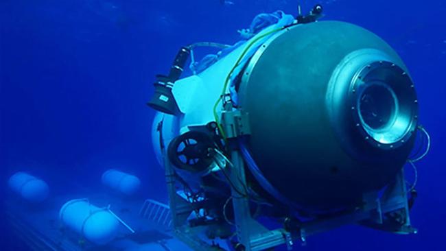 This undated image courtesy of OceanGate Expeditions, shows their Titan submersible launching from a platform.