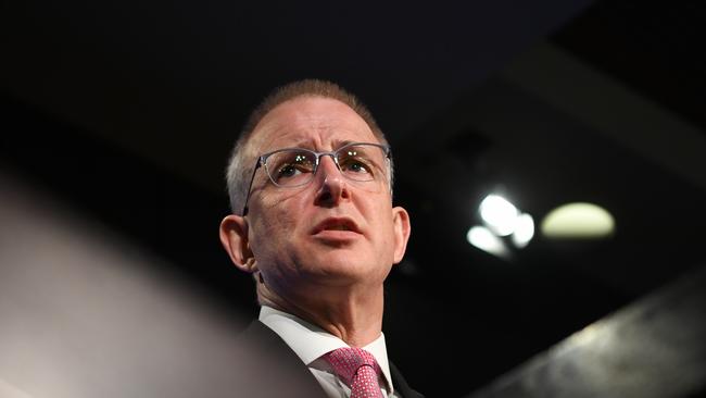 Minister for Communications, Cyber Safety and the Arts Paul Fletcher delivers a speech at the National Press Club in Canberr, Wednesday, December 11, 2019. (AAP Image/Lukas Coch)