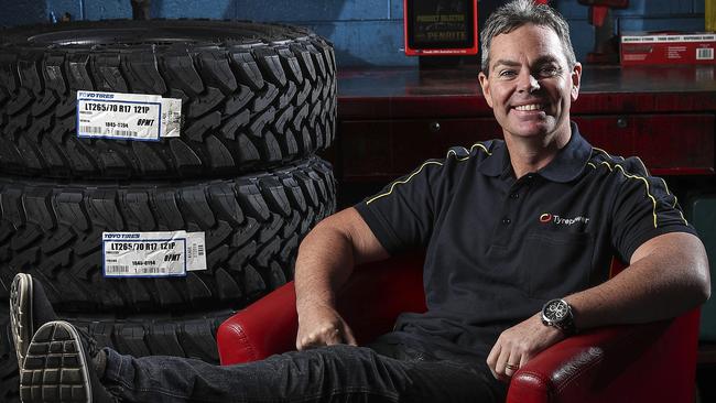 Supercars legend Craig Lowndes at Tyrepower in Blackwood. Picture: Sarah Reed