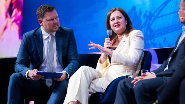 Courier Mail editor Chris Jones and Annastacia Palaszczuk at The Courier-Mail Future Brisbane lunch at Royal International Convention Centre in Bowen Hills, Brisbane, Wednesday, December 1, 2021 - Picture: Richard Walker