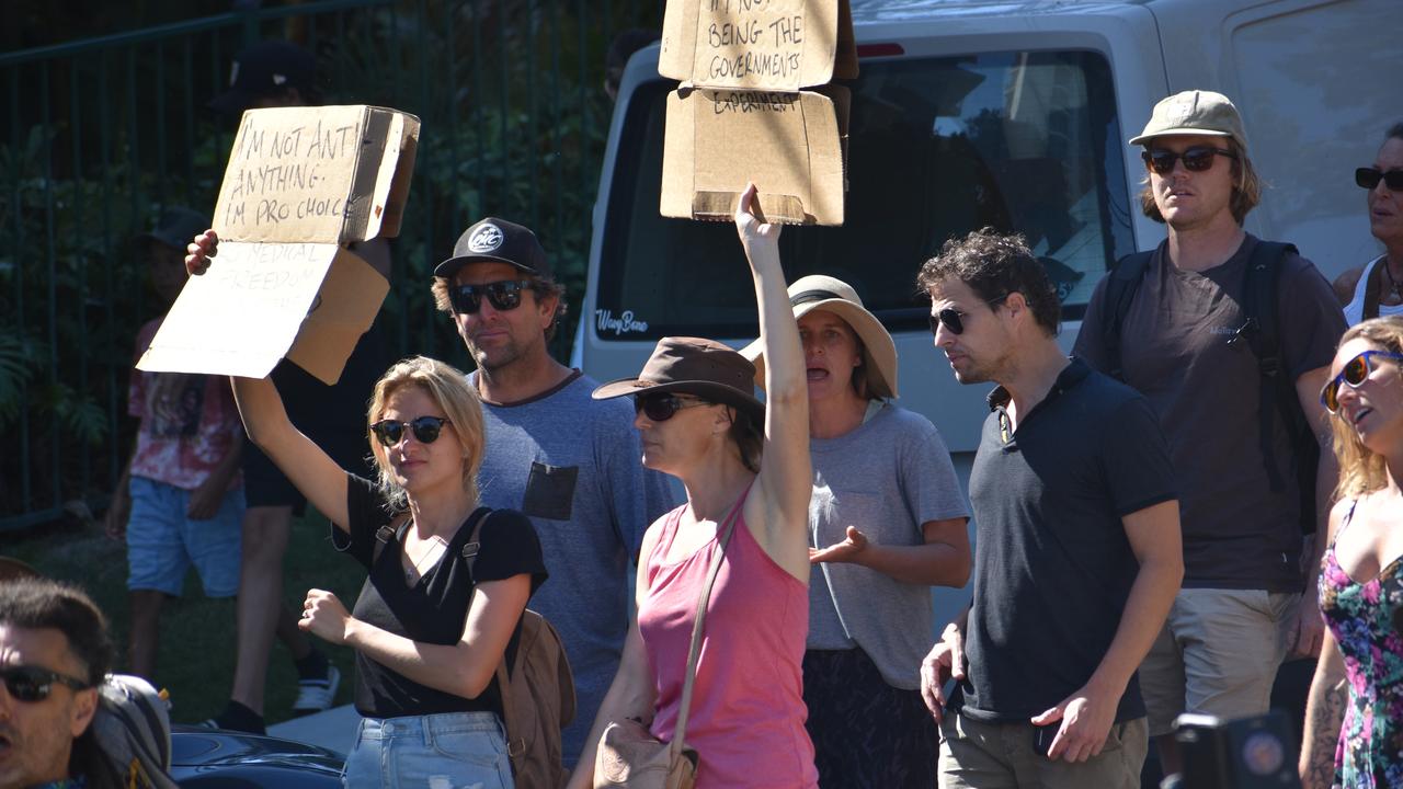 Protesters walk down to Coolangatta. Photo: Liana Walker