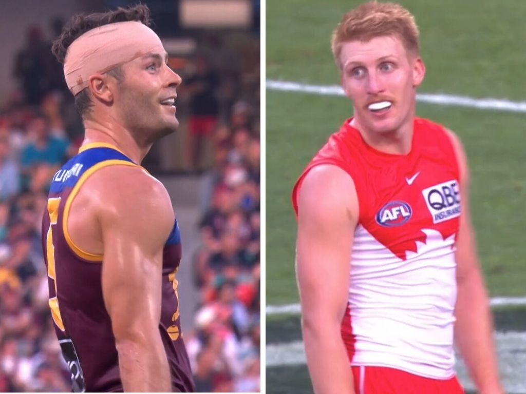 Josh Dunkley's eyes lit up after Matt Roberts' mistake. Photos: Fox Sports