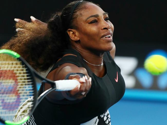 2017 Australian Open Tennis,  Day 13 Melbourne Australia.  28th January.  Womens Singles Final. Serena Williams V Venus Williams on Rod Laver Arena.  Serna Williams in action. Picture : George Salpigtidis