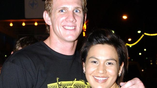 Peter Crawford and Sarah Jang on Flinders Street East Pic Bryan Lynch AD065051