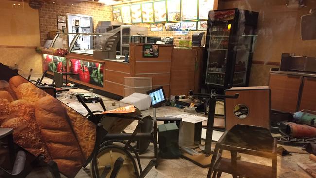 Naked woman believed to be high on spice, breaks into a Subway store and trashes it. Picture: Carolyn Hall/KTVA