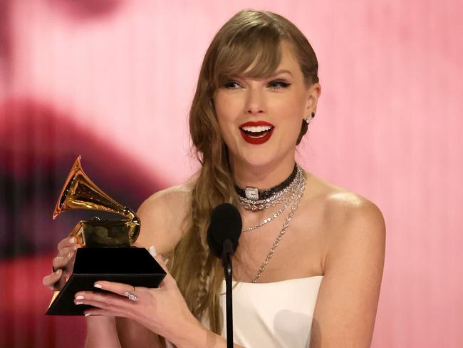 LOS ANGELES, CALIFORNIA - FEBRUARY 04: Taylor Swift accepts the Album Of The Year award for Ã¢â¬ÅMidnightsÃ¢â¬Â onstage during the 66th GRAMMY Awards at Crypto.com Arena on February 04, 2024 in Los Angeles, California. (Photo by Kevin Winter/Getty Images for The Recording Academy)