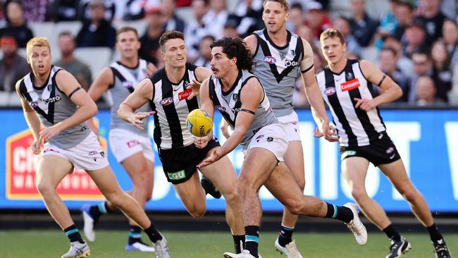 AFL Round 10. 23/05/2021. Collingwood vs Port Adelaide at the MCG, Melbourne. Lachie Jones of the Power. Pic: Michael Klein