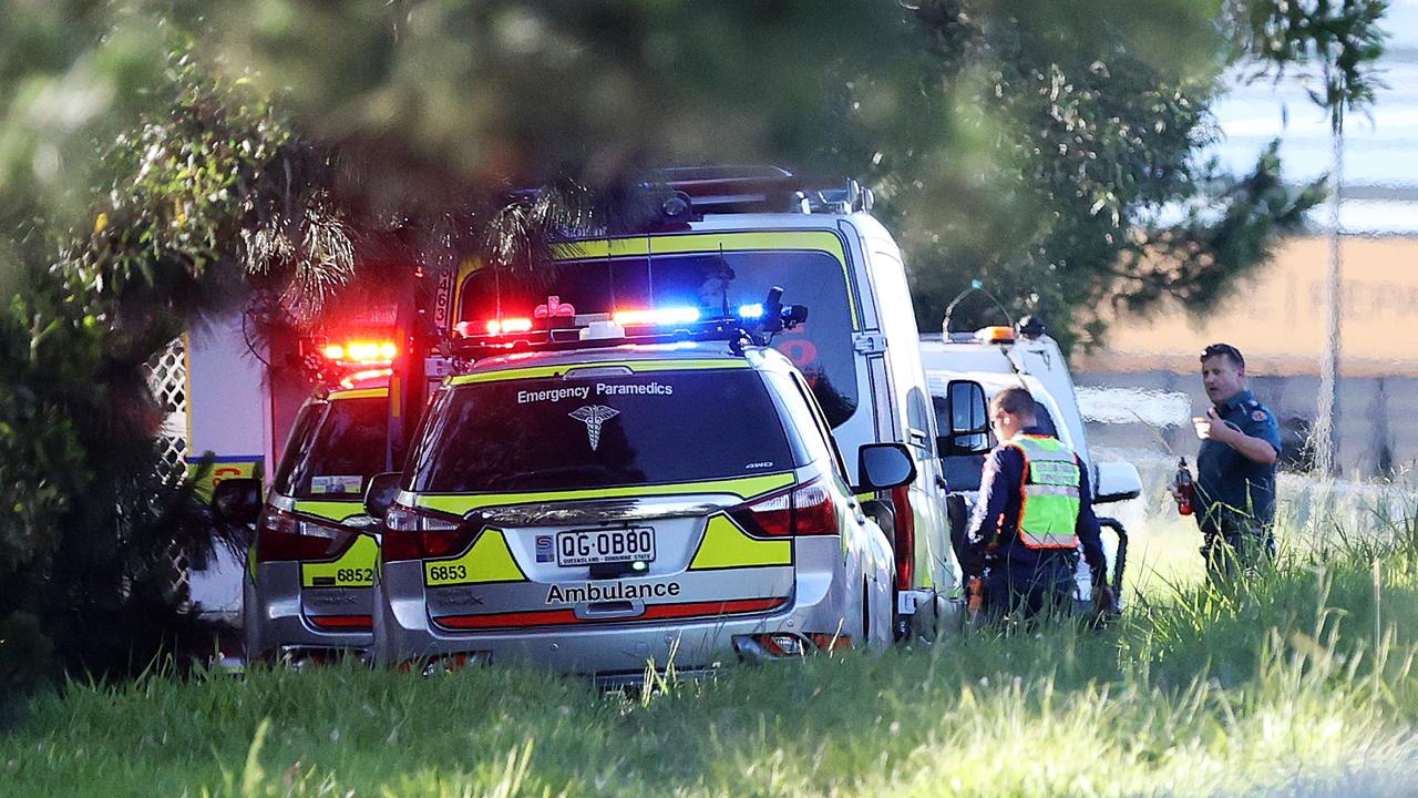 Emergency crews at Yatala where the train stopped. Picture: Nigel Hallett