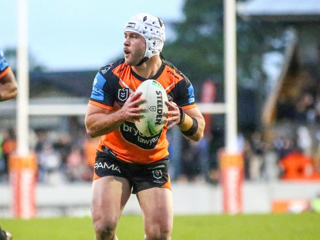 Heath Mason on NRL debut for Wests Tigers v Gold Coast Titans, Saturday, June 15, 2024 at Leichhardt Oval. Picture: Wests Tigers