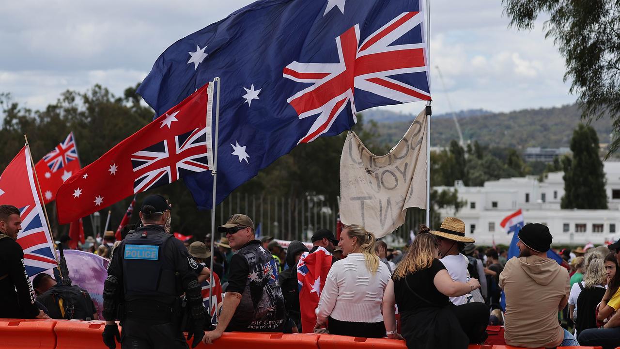 The pandemic produced lockdowns and vaccine mandates, triggering protests across the country. Picture: NewsWire / Gary Ramage