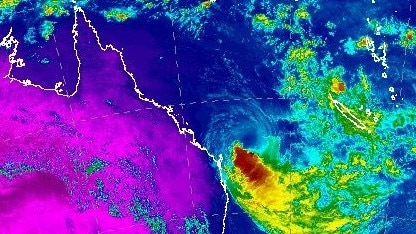 Tropical Cyclone Alfred’s position on Sunday afternoon. Picture: Bureau of Meteorology