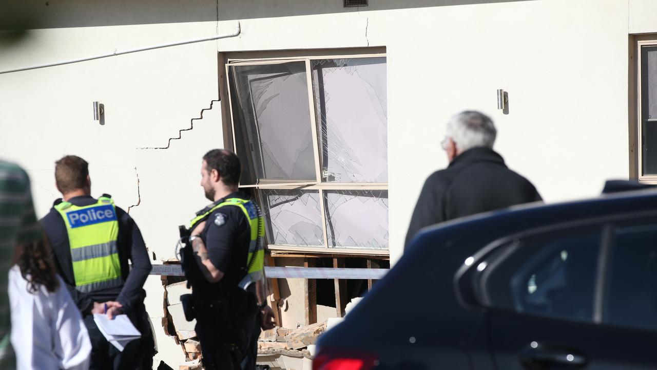 Emergency services on scene after a car drove into a Greek Orthodox Church community hall. Picture: Alan Barber