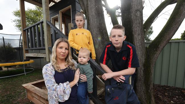 Kirsty Hughes and her family are one family considering leaving Shepparton as she runs out of school options. Photo: Alex Coppel.