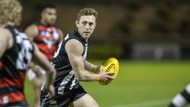 TSL: Glenorchy vs. Lauderdale, KGV: Glenorchy's John Geard with the ball. Picture: LUKE BOWDEN