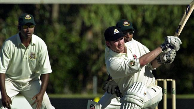 Michael Clarke batting for the Northern Territory Chief Minister’s XI in a warm up game against Bangladesh.