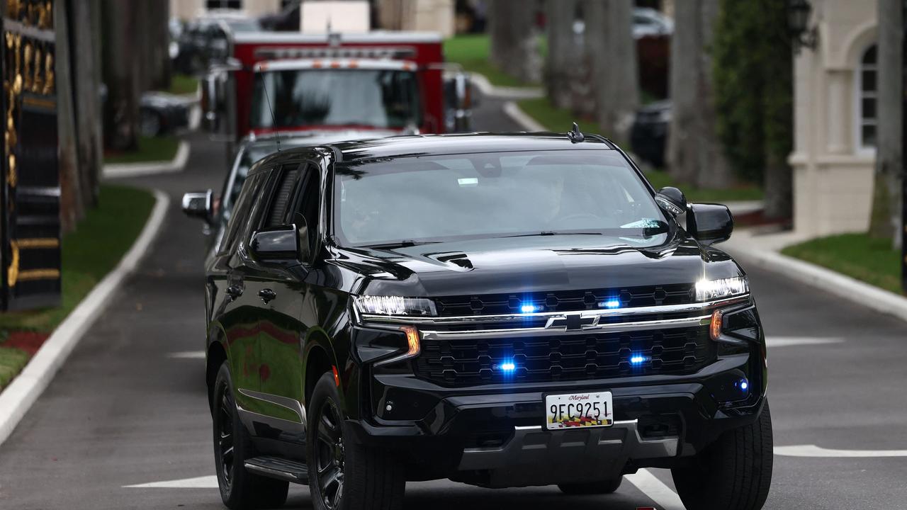The president travels in a motorcade of fortified vehicles. Picture: Michael M. Santiago/Getty Images North America/Getty Images via AFP