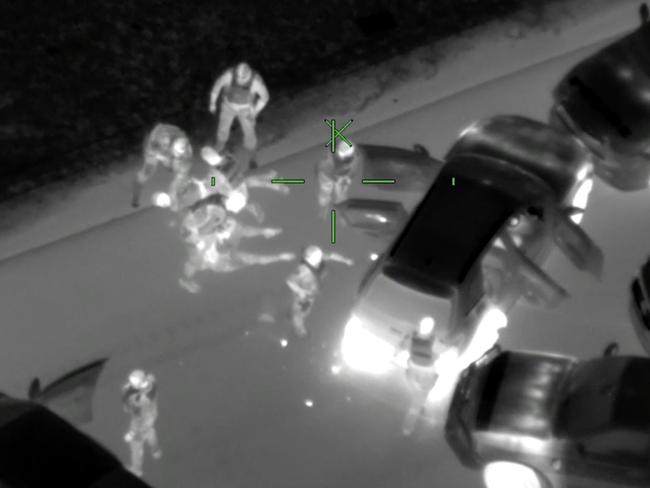 Police chopper footage reveals teens being arrested in a major youth crime blitz in Melbourne suburbs. Picture: Supplied