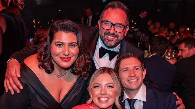 Ally Aoukar, Ray Dahdah,  Katelyn Timmings and Craig Goodwin at the Pure Black Winter Ball socials Picture: Supplied