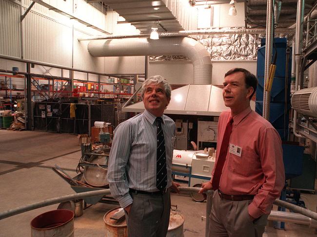 Dr Tony Bagshaw with Dudley Kingsnorth, who is now chairman of Australian Rare Earths. Picture: Supplied