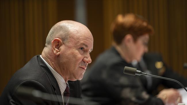 Defence Department secretary Greg Moriarty at Senate Estimates in Parliament House in Canberra. Picture: Martin Ollman