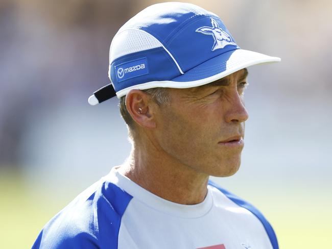 MELBOURNE, AUSTRALIA - FEBRUARY 24: Kangaroos head coach Alastair Clarkson looks on during the AFL Match Simulation between North Melbourne Kangaroos and Richmond Tigers at Arden Street Ground on February 24, 2023 in Melbourne, Australia. (Photo by Daniel Pockett/AFL Photos/Getty Images)