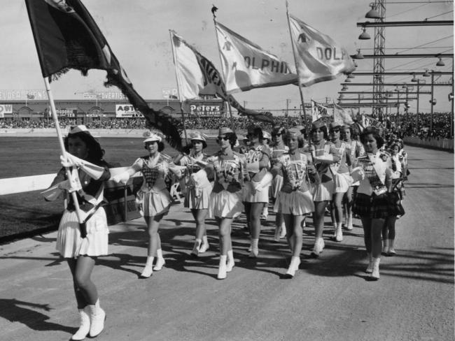 The SA Marching Girls Association at the Royal Adelaide Show, 1961.