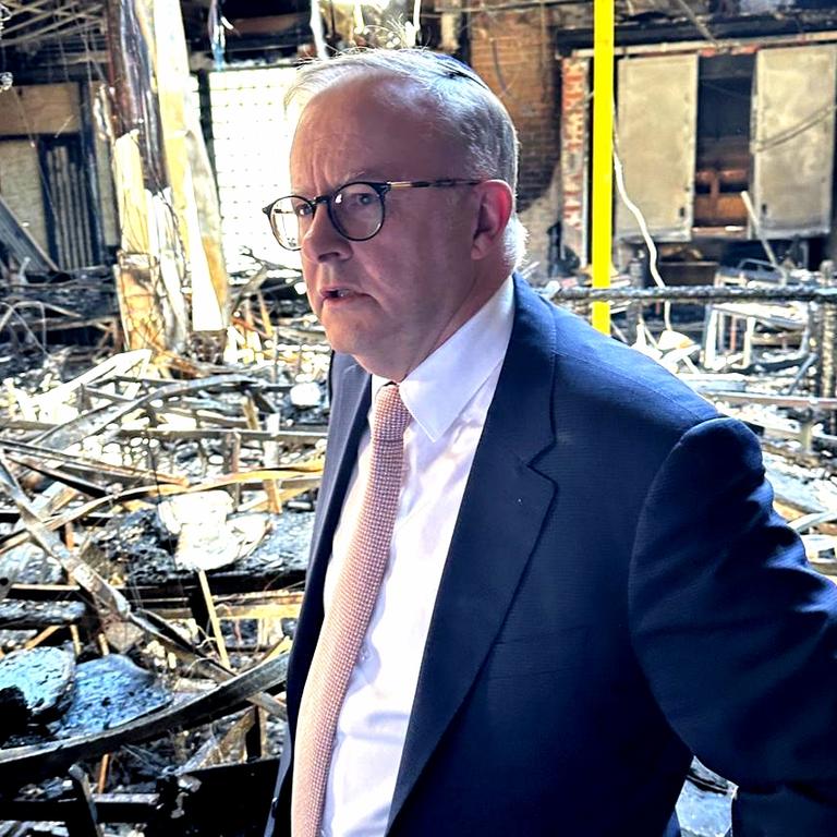 Prime Minister Anthony Albanese inside the Adass Israel Synagogue on Tuesday.