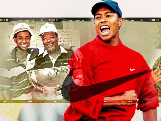 Nike's 'sleepy' golf business went from a pre-Tiger Woods $US30 million to $US200million in two years. In turn, over a 27-year partnership, Woods would make half a billion dollars from Nike deals. Picture montage: The Times