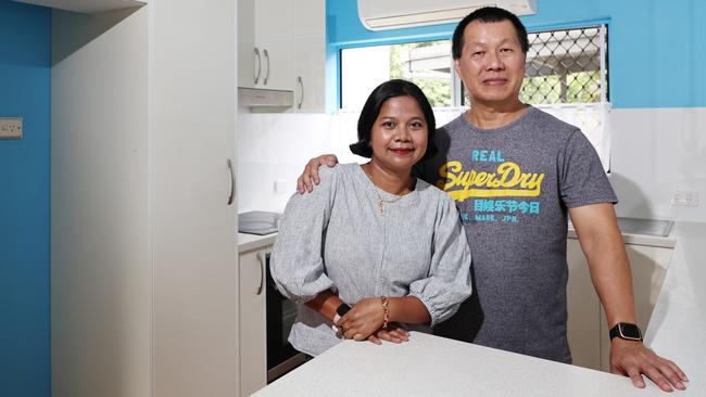 Zara Abu Bakar and Sid Abdullah have bought their first property, a two bedroom townhouse in Edge Hill. Picture: Brendan Radke
