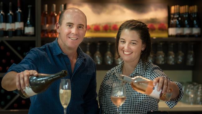 Wine time: Mark and Julie Holm at Ringer Reef.