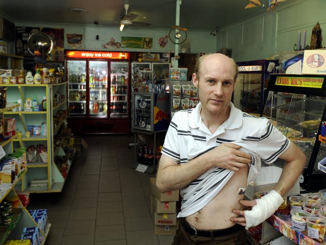 Steven Van Meeteren pictured in the store, following a previous and unrelated attack.