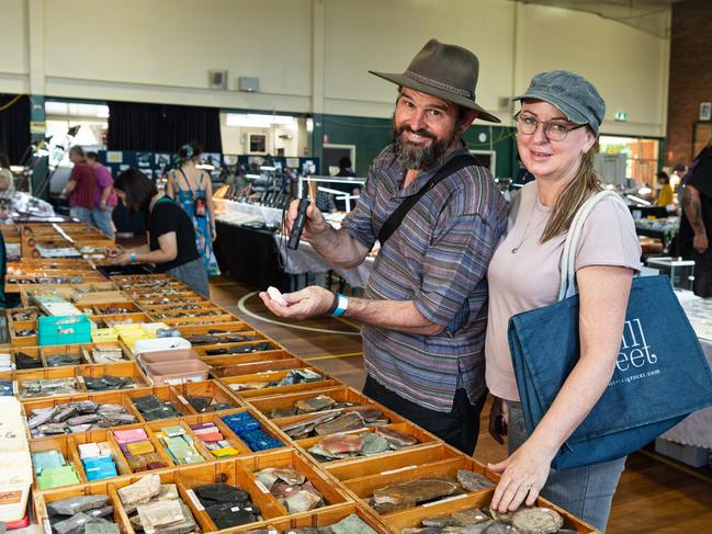 Graham Gordon and Chrisy Walker at Gemfest hosted by Toowoomba Lapidary Club at Centenary Heights State High School, Saturday, October 19, 2024. Picture: Kevin Farmer