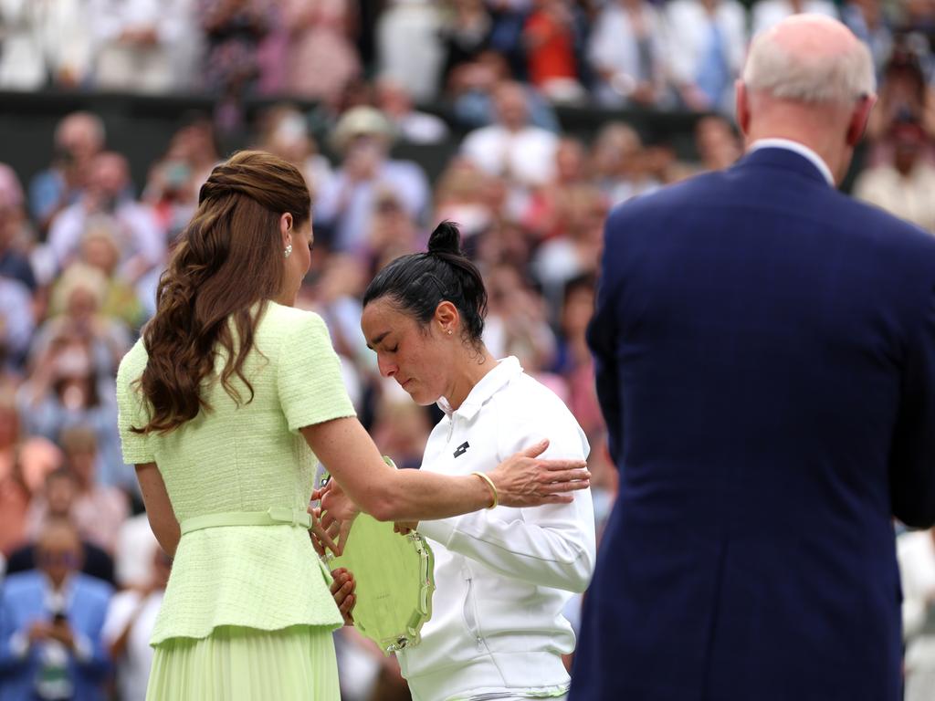 The princess consoled Ons Jabeur of Tunisia. Picture: Getty Images