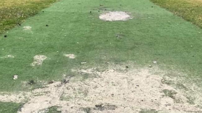 Damage to Cumberland Council cricket pitches and parks after New Yearâs Eve fireworks. Picture: Facebook