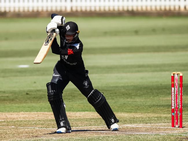 Joshua Clarke, batting for Western Suburbs v Northern District,  limited overs final, 2023-24 season, NSW Premier Cricket. Photo: David Hossack