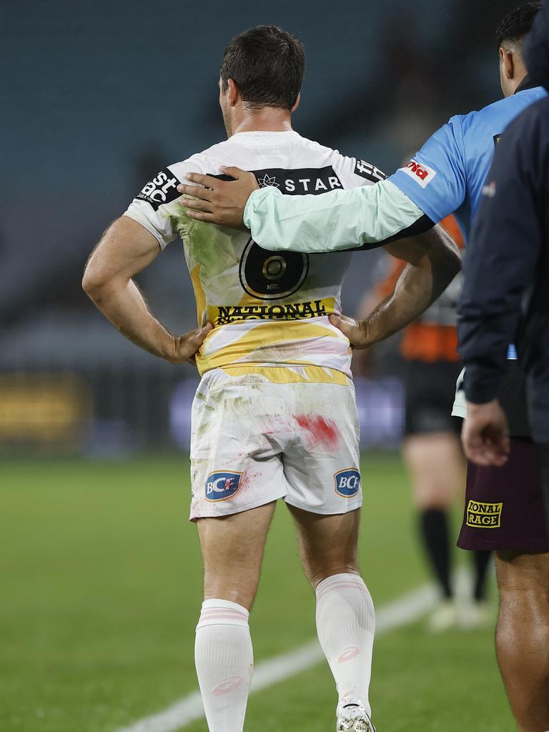 Ben Hunt is in serious doubt for the Origin opener after injuring a hamstring on Friday night. Picture: Darrian Traynor/Getty Images