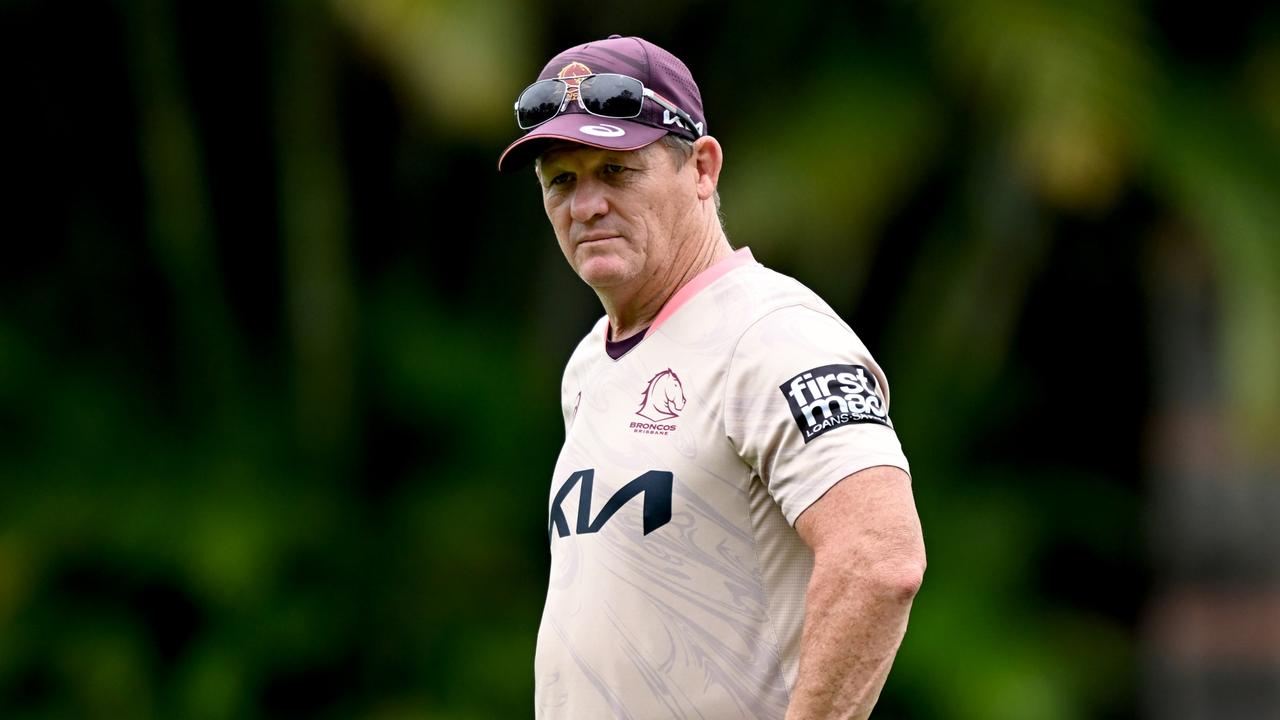 BRISBANE, AUSTRALIA - JANUARY 05: Coach Kevin Walters watches on during a Brisbane Broncos NRL training session at Gilbert Park on January 05, 2023 in Brisbane, Australia. (Photo by Bradley Kanaris/Getty Images)
