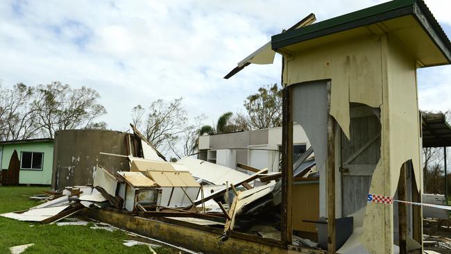 A property smashed by Cyclone Debbie at Wilson Beach in the Whitsunday. Picture: Wesley Monts