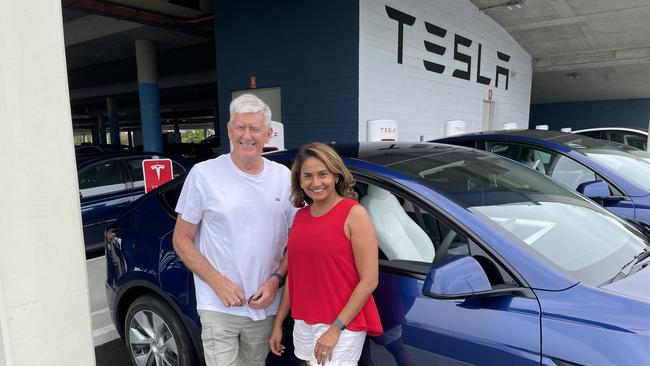 Tesla owner Craig Thompson said the take-up of electric vehicles in Australia had “mushroomed” – leading to increasing demand at charging stations. Picture: Chris Knight