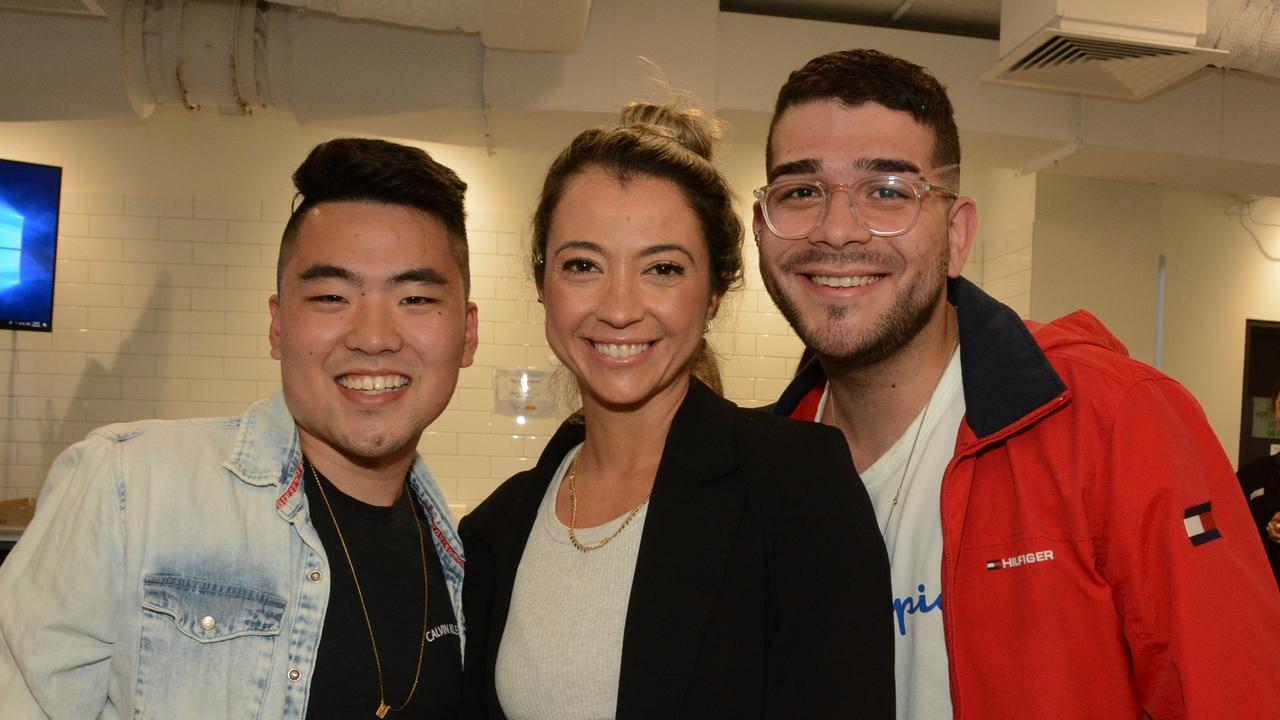 Daniel Shiota, Ana Scanavachi and Guilherle Alvers at opening of Australian Pacific College creative hub, Surfers Paradise. Picture: Regina King